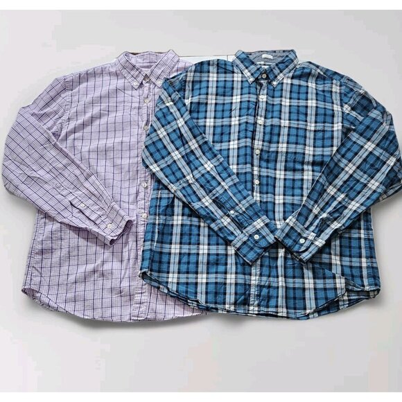 J. Crew Shirt Mens XL Lot of 2 Plaid LS Cotton Pocket Buttonw Collar Casual Boho - Picture 1 of 15
